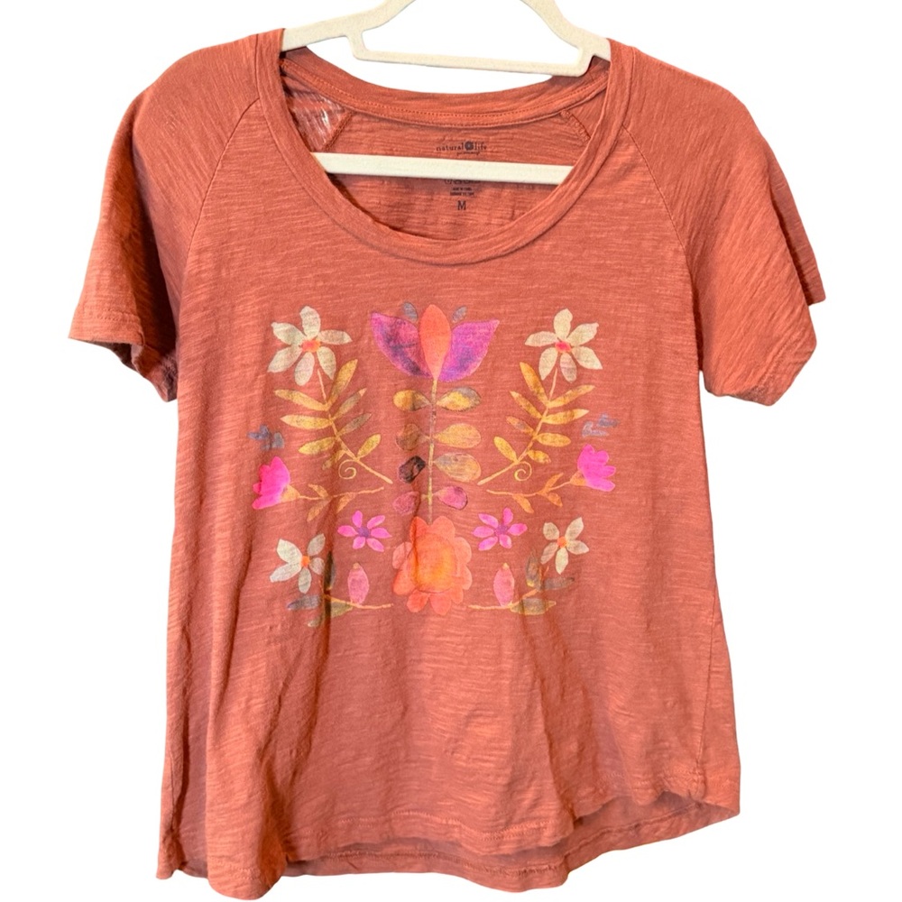 NATURAL LIFE Rusty Rose Floral Short Sleeve Tee - Picture 2 of 12
